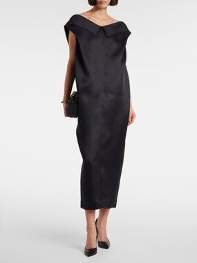 KHAITE Selwyn Silk Gazar Dress in Black Size 0